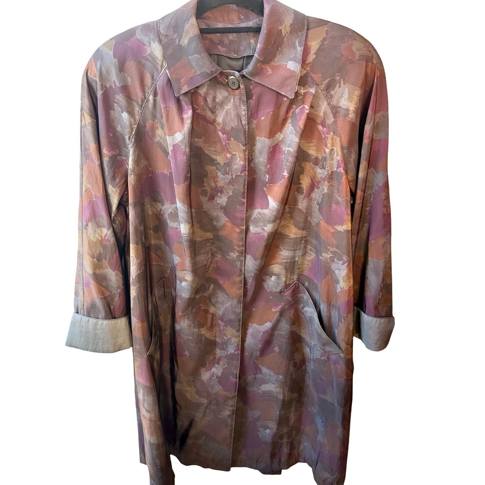 Oliver B‎ Abstract Print Lightweight Duster Jacket Earth Tone Artsy
